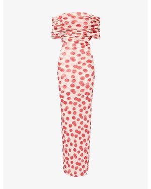 Stella McCartney Print Off-Shoulder Mesh Maxi Dress - Red
