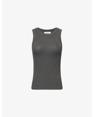 Agolde Leigh Stretch-Rib Jersey Tank Top - Grey