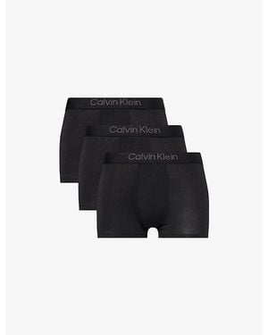 Calvin Klein Ultra Soft Pack Of Three Modal-Jersey Trunks - Black
