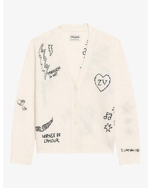 Zadig & Voltaire Mirkaz Logo-Embroidered Cashmere Cardigan - Natural