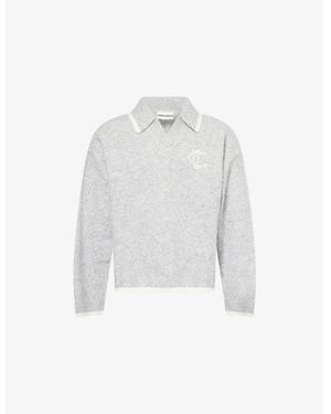 The Couture Club Emblem Appliqué Knitted Polo Top - White