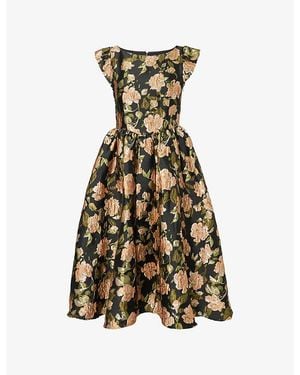 Sister Jane Floret Jacquard Woven Midi Dress - Green