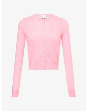 Reformation Caspia Cropped Brushed Cashmere Cardigan - Pink