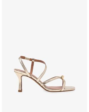 Maje Metallic Multi-Strap Leather Sandals - White