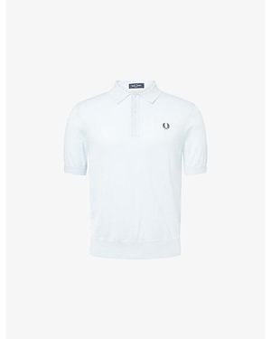 Fred Perry Short-Sleeve Knitted Cotton Polo Shirt - White