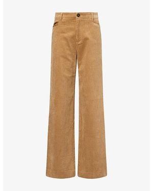 PAIGE Sasha Wide-Leg Corduroy Cotton-Blend Pants - Natural