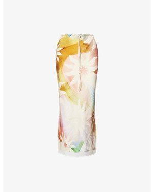 Never Fully Dressed Soleil Dorris Printed Woven Midi Skirt - Metallic