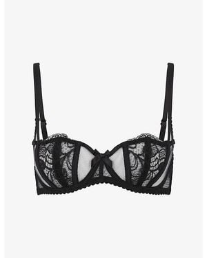 Agent Provocateur Rozlyn Balconette Mesh And Lace Underwired Bra - Black