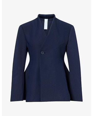 CFCL Milan Collarless Flared Knitted Jacket - Blue