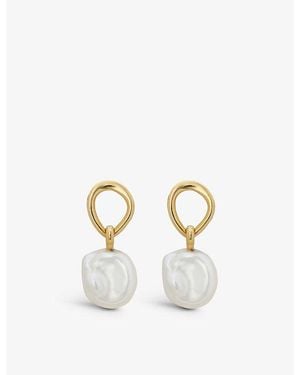 Monica Vinader 18ct Gold Plated Vermeil Silver Nura Keshi Pearl Drop Earrings - White