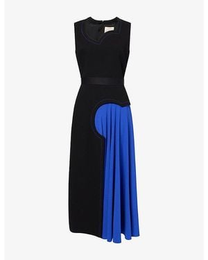 ROKSANDA Saro Asymmetric Cut-Out Woven Midi Dress - Blue