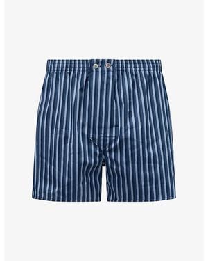 Derek Rose Wellington Classic-Fit Cotton Boxer Shorts - Blue