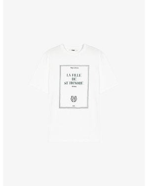 Maje Branded-Print Short-Sleeved Cotton-Jersey T-Shirt - White