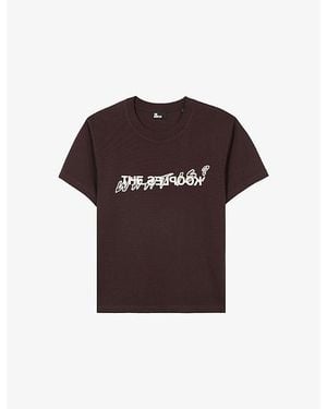 The Kooples Slogan-Print Short-Sleeve Cotton T-Shirt - Brown