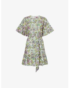 Heidi Klein Kings Road Belted Linen And Cotton Mini Dress - Green