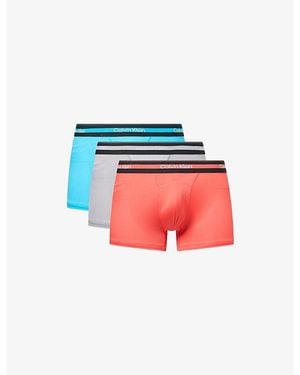 Calvin Klein Icon Active Mesh Pack Of Three Jersey Trunks - Red