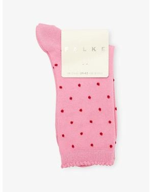 FALKE Mid-Calf Spike Dot Cotton-Blend Knit Socks - Pink