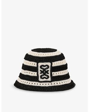 Sandro Monogram Crochet Bucket Hat - Black