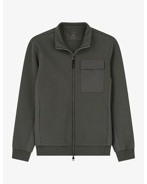 BOGGI Patch-Pocket Zipped Cotton-Blend Sweatshirt - Green