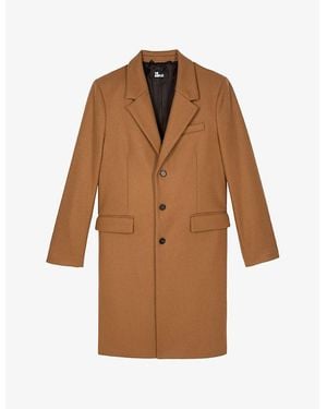 The Kooples Lapel Single-Breasted Wool-Blend Coat - Brown