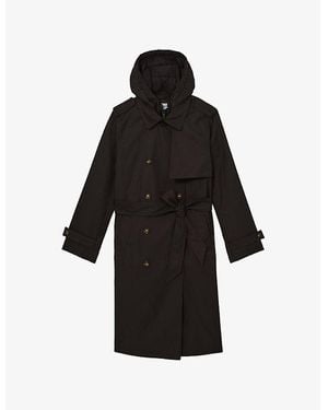 Reiss Azura Double-Breasted Woven Trench Coat - Black