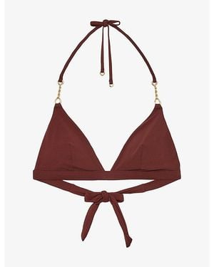 Reiss Johannah Triangle Stretch-Woven Bikini Top - Brown