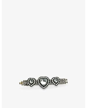 JENNIFER GIBSON JEWELLERY Pre-Loved Jgj Heart Crystal Metal And Cubic Zirconia Bracelet - White
