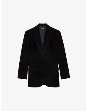 Zadig & Voltaire Viva Rhinestone-Embellished Stretch-Woven Blazer - Black