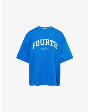 4th & Reckless Alice Logo-Embroidered Cotton-Jersey T-Shirt - Blue