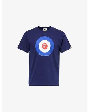 A Bathing Ape Target Printed Cotton T-Shirt - Blue