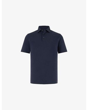 BOGGI Regular Short-Sleeve Cotton And Silk-Blend Polo - Blue