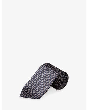 Eton Medallion-Print Silk Tie - Blue