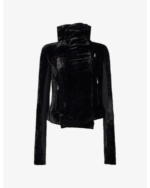 Rick Owens Biker High-Neck Velvet Jacket - Black