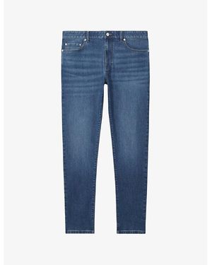 Reiss Maddison Mid-Wash Tapered-Leg Slim-Fit Denim-Blend Jeans - Blue