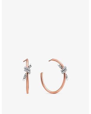 Tiffany & Co. Tiffany Knot Large 18Ct Rose- Platinum And 0.40Ct Diamond Hoop Earrings - Metallic