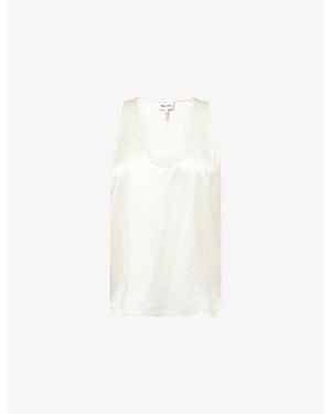 ME+EM Scoop-Neck Silk-Satin Top - White