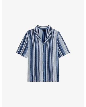 Reiss Fleet Striped Knitted Shirt - Blue