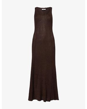 Yasmina Q Jolie Scoop-Neck Knitted Maxi Dress - Brown