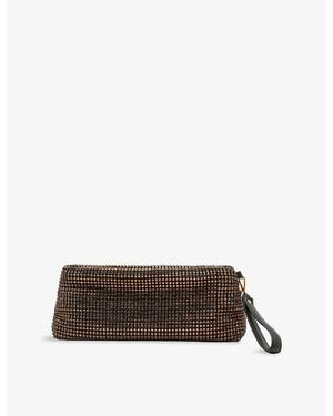 Reiss Olga Crystal-Embellished Woven Pouch - Brown