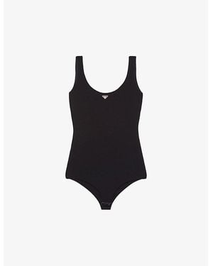 Prada Brand-Plaque Fitted Stretch Nylon Body - Black