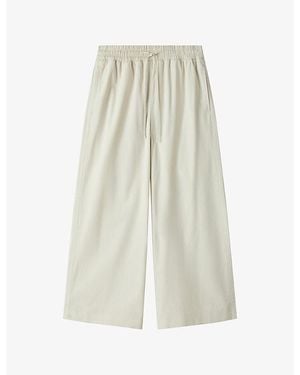 JOSEPH Thurla Wide-Leg Cotton Trousers - Natural