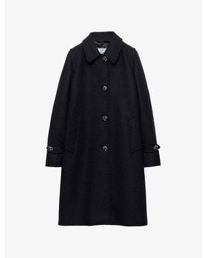 Prada Single-Breasted Double Wool Loden Coat - Black