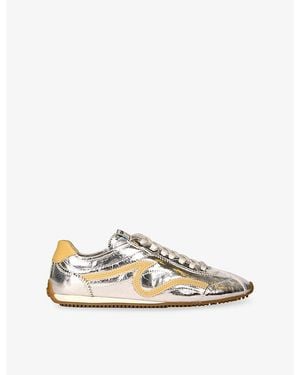 Sandro Metallic Leather Trainers - White