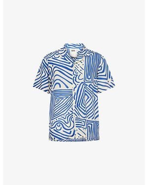 Oas Eldovado Graphic-Pattern Woven Shirt - Blue