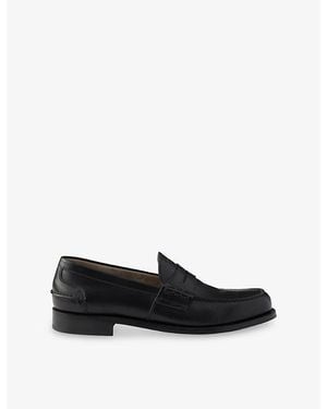 Prada Logo-Embossed Leather Loafers - Black