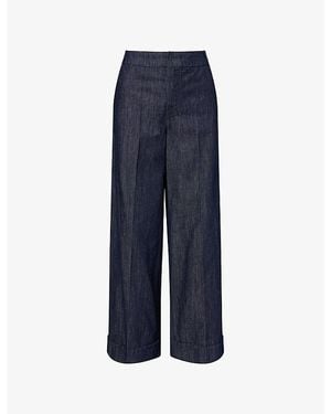 Max Mara Straight-Leg Cotton-Linen Denim Trousers - Blue