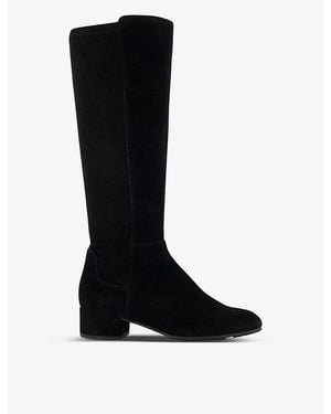 Dune Tayla Wide-Fit Suede Heeled Knee-High Boots - Black