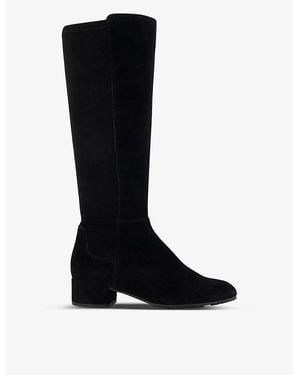 Dune Tayla Wide-Fit Suede Heeled Knee-High Boots - Black