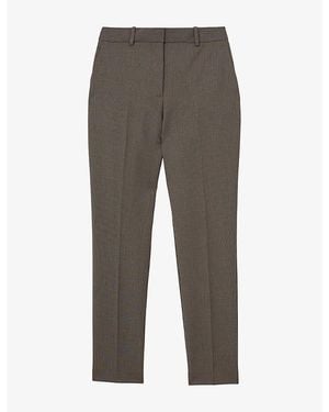 Reiss Gabi Puppytooth Slim-Fit Stretch-Woven Trousers - Grey