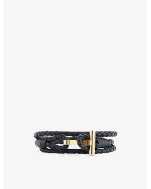 Tom Ford Braided Leather Bracelet - Black